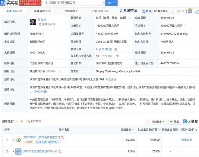 财付通增资完成工商变更(图1)