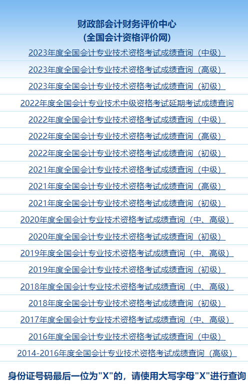 财政部会计财务评价中心：2024年度全国会计专业技术资格考试成绩查询(初级)(图1)